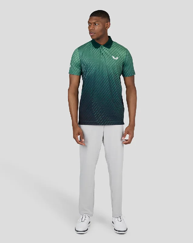 Golf Geo Print Polo - Hunter Green