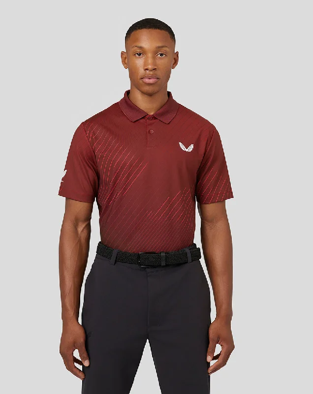 Men’s Golf Short Sleeve Geo Print Polo Top – Cabernet