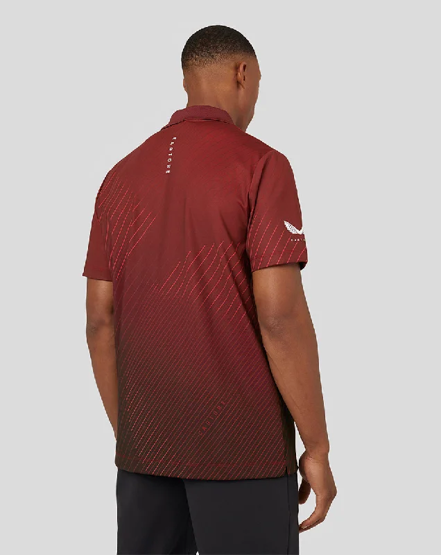 Men’s Golf Short Sleeve Geo Print Polo Top – Cabernet