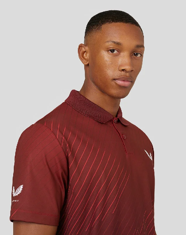 Men’s Golf Short Sleeve Geo Print Polo Top – Cabernet