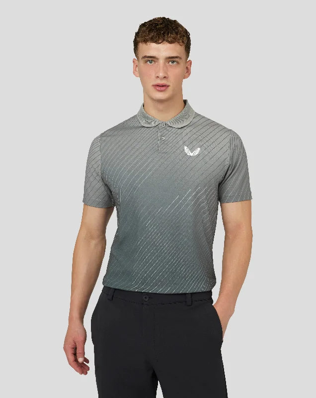 Men’s Golf Short Sleeve Geo Print Polo Top – Grey