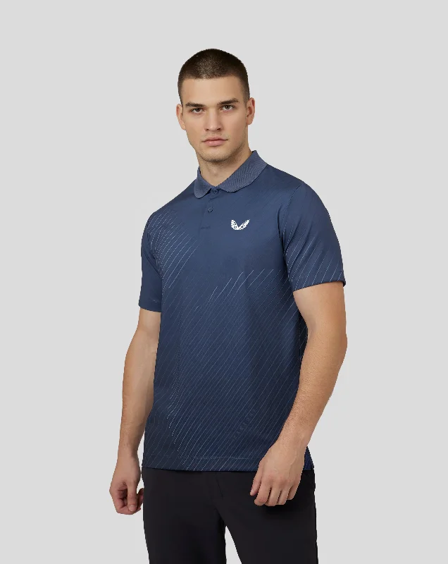 Men’s Golf Short Sleeve Geo Print Polo Top – Oceana Blue