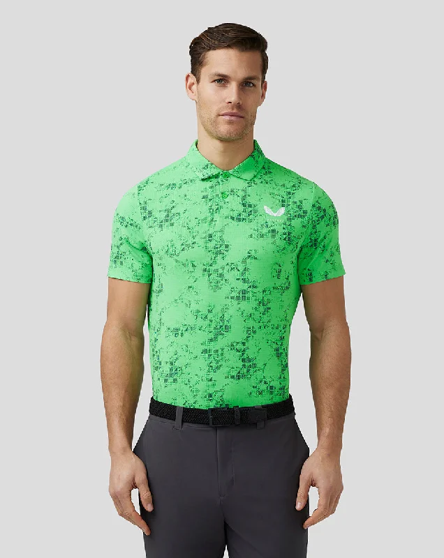 Men’s Golf Short Sleeve Geo Printed Polo - Lime