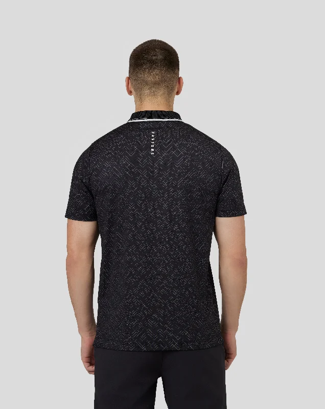 Men’s Golf Short Sleeve Printed Polo Shirt – Black