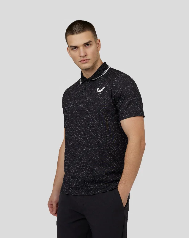 Men’s Golf Short Sleeve Printed Polo Shirt – Black