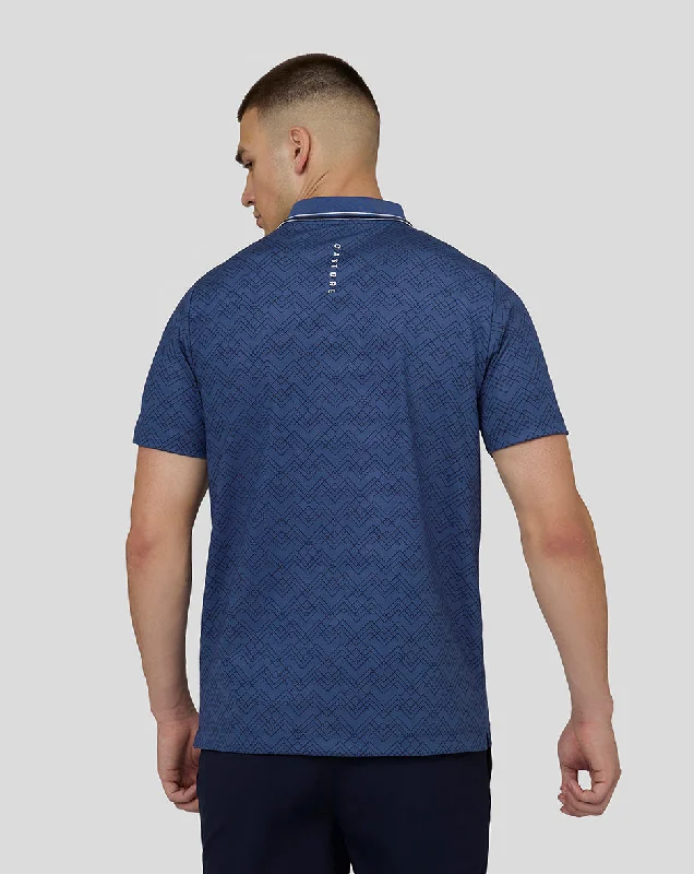 Men’s Golf Short Sleeve Printed Polo Shirt – Oceana Blue