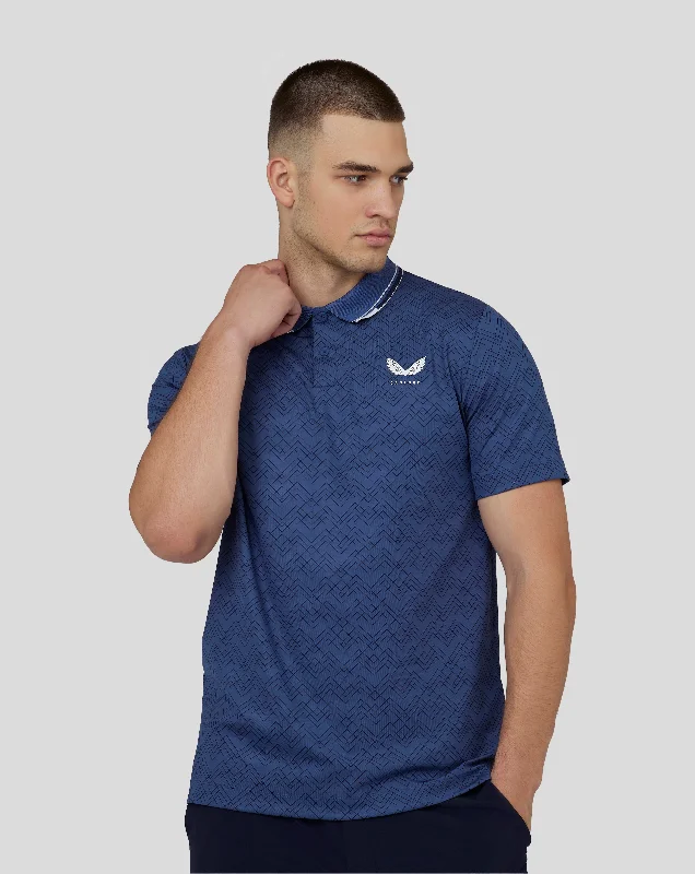 Men’s Golf Short Sleeve Printed Polo Shirt – Oceana Blue