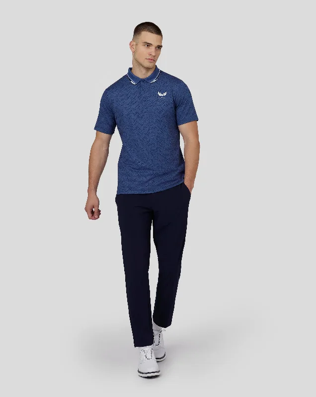 Men’s Golf Short Sleeve Printed Polo Shirt – Oceana Blue