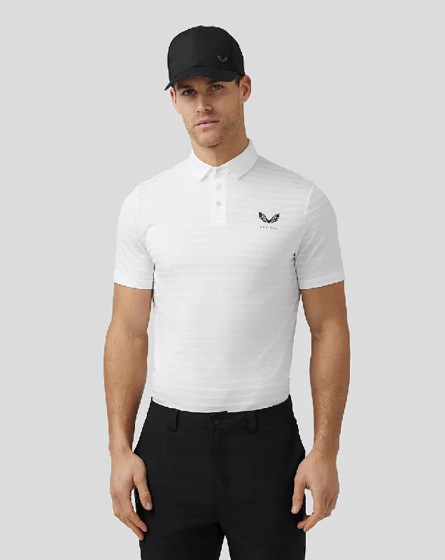 Men’s Golf Textured Pique Stripe Polo - White