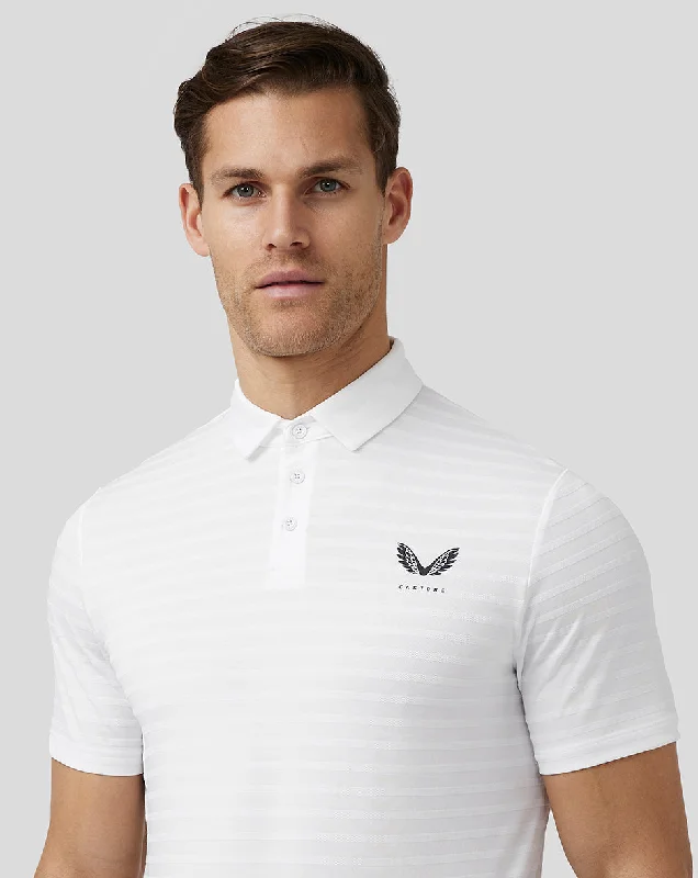 Men’s Golf Textured Pique Stripe Polo - White