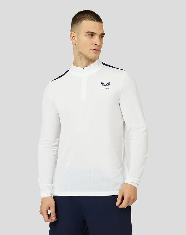 Men's Apex Active Mesh Quarter Zip Top - White/Navy