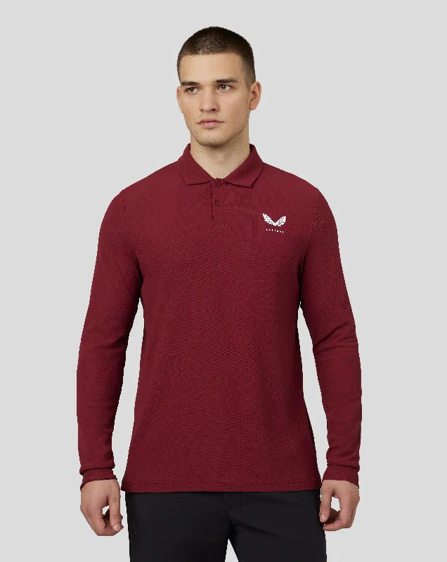 Men's Golf Essential Long Sleeve Polo - Cabernet