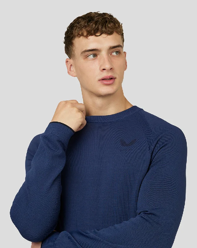 Men's Golf Knitted Crew Top - Oceana Blue