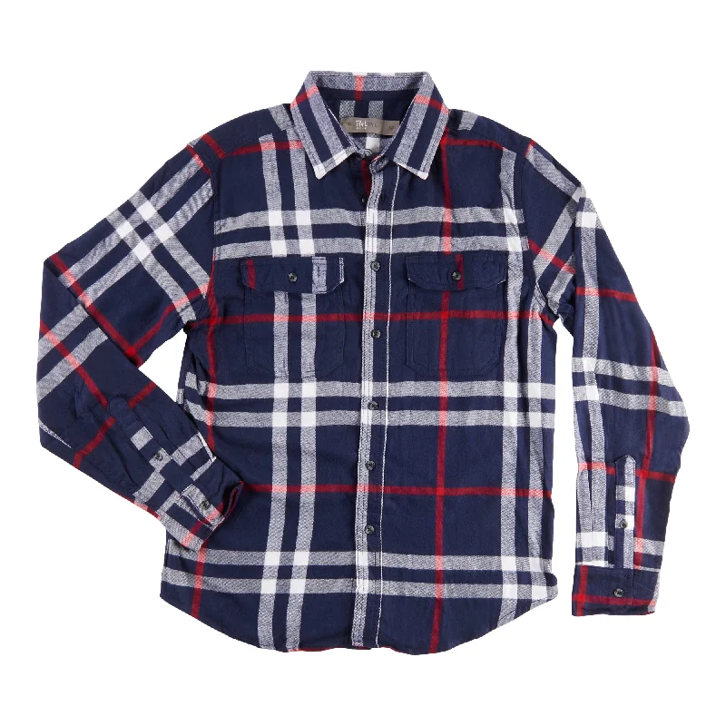 Men's Long Sleeve Flannel Shirt with Button Placket