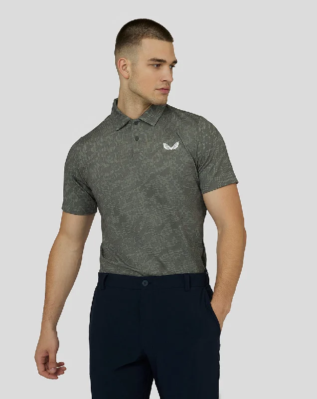 Men's Printed Golf Polo - Khaki