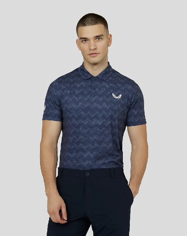 Men's Printed Golf Polo - Midnight Navy