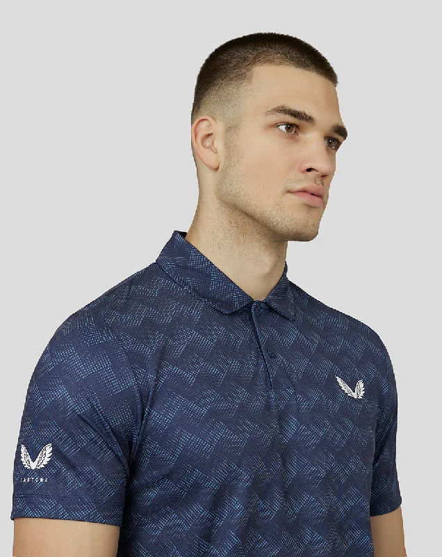 Men's Printed Golf Polo - Midnight Navy