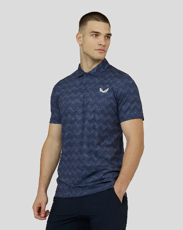 Men's Printed Golf Polo - Midnight Navy