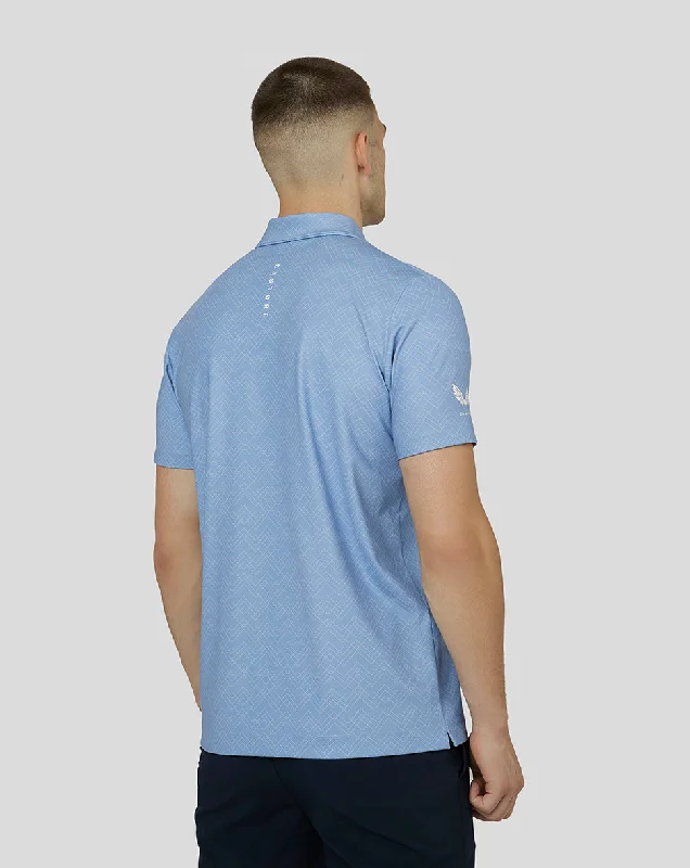 Men's Printed Golf Polo - Sky