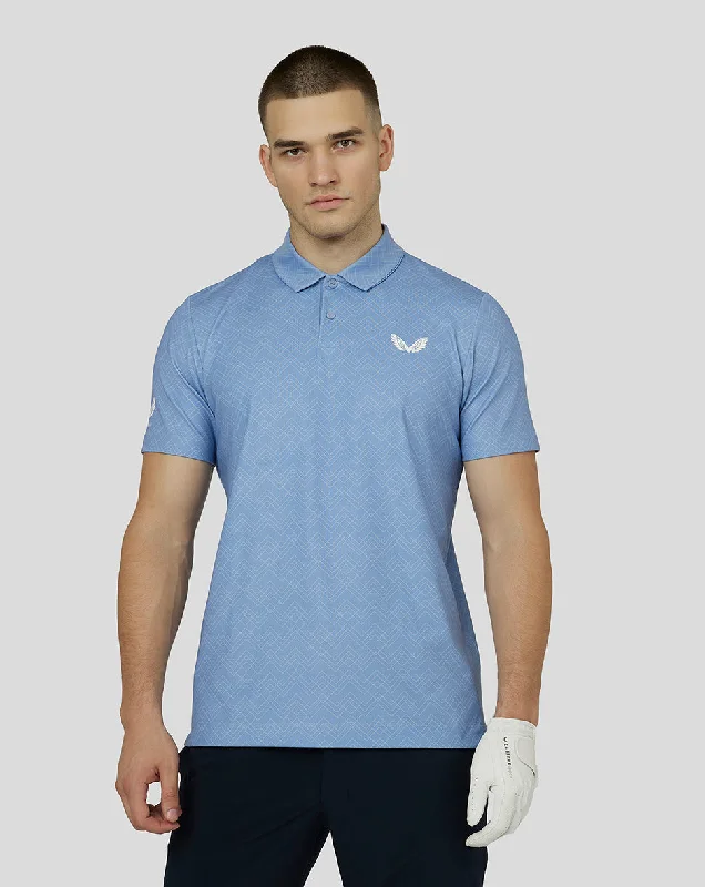 Men's Printed Golf Polo - Sky