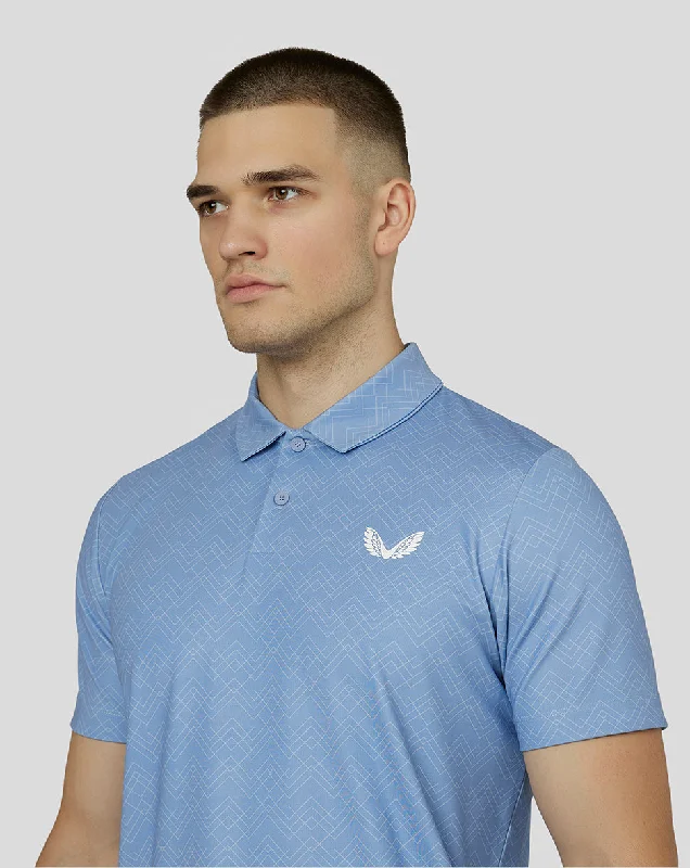 Men's Printed Golf Polo - Sky