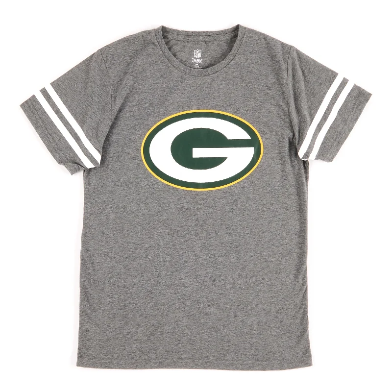 NFL Men's Green Bay Packers T-Shirt with Striped Detailing, Grey