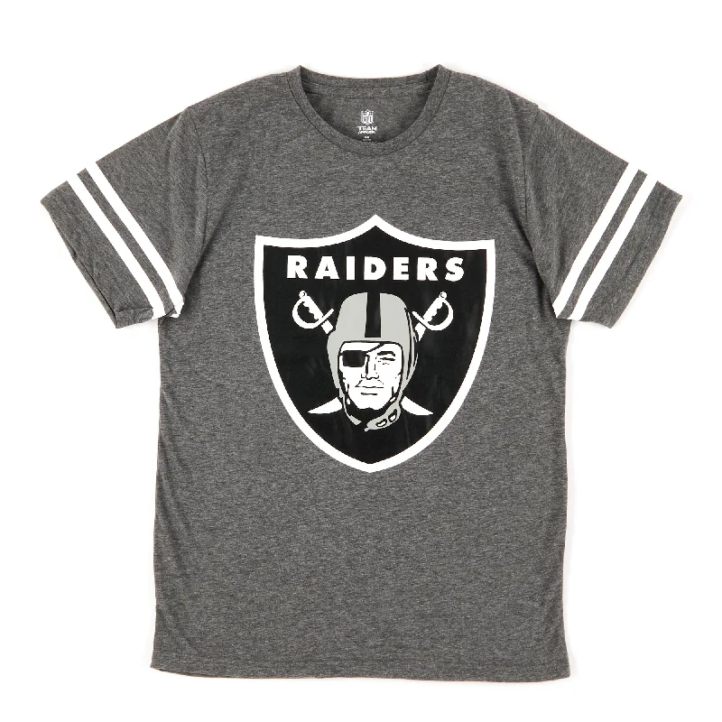 NFL Men's Las Vegas Raiders T-Shirt with Striped Detailing, Black