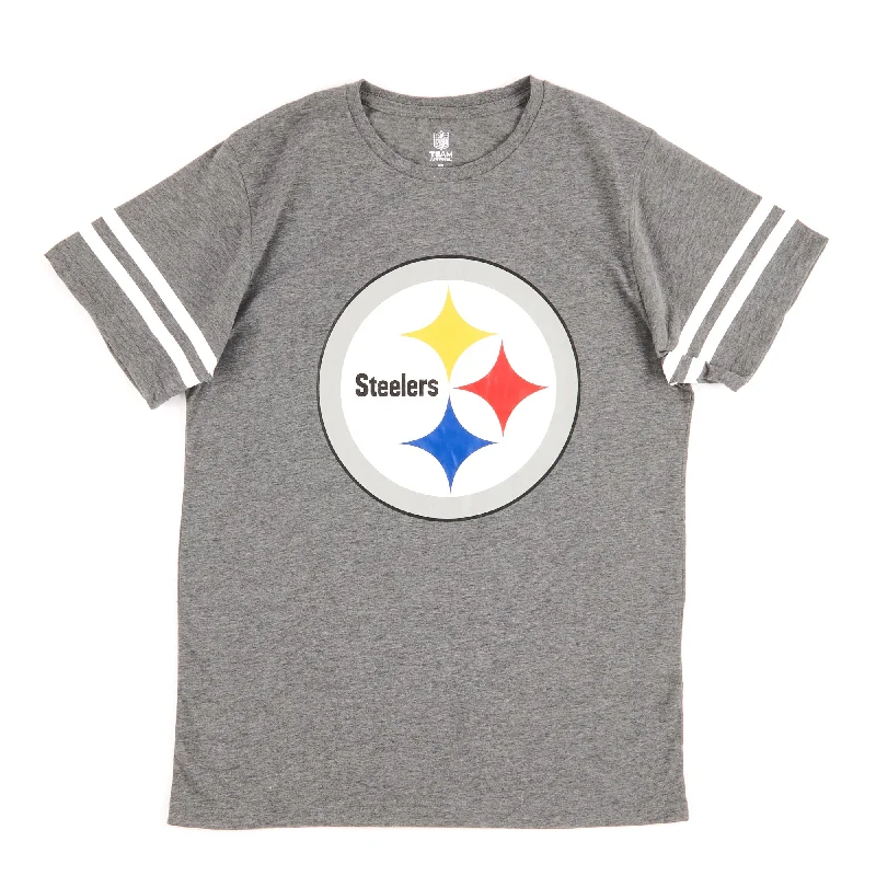 NFL Men's Pittsburgh Steelers T-Shirt with Striped Detailing, Black