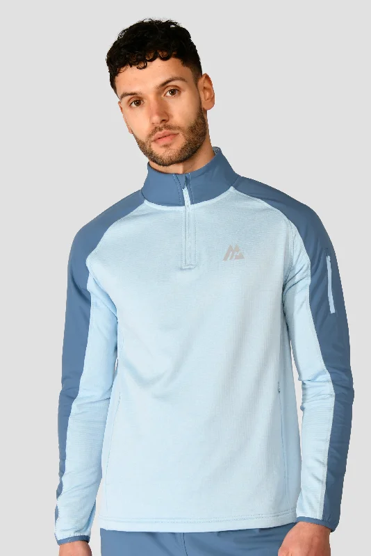 Summit Poly 1/4 Zip - Moonstone Marl/Steel Blue