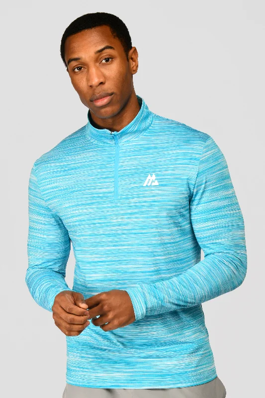 Trail 1/4 Zip - Neon Blue/White