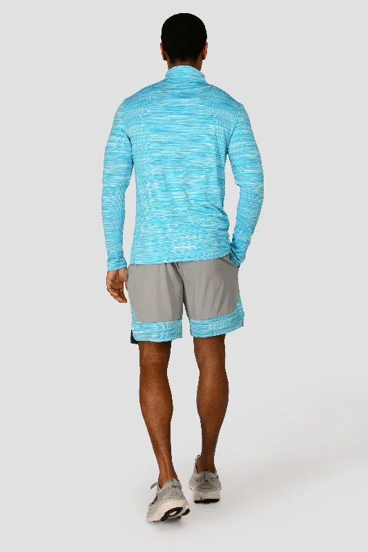 Trail 1/4 Zip - Neon Blue/White