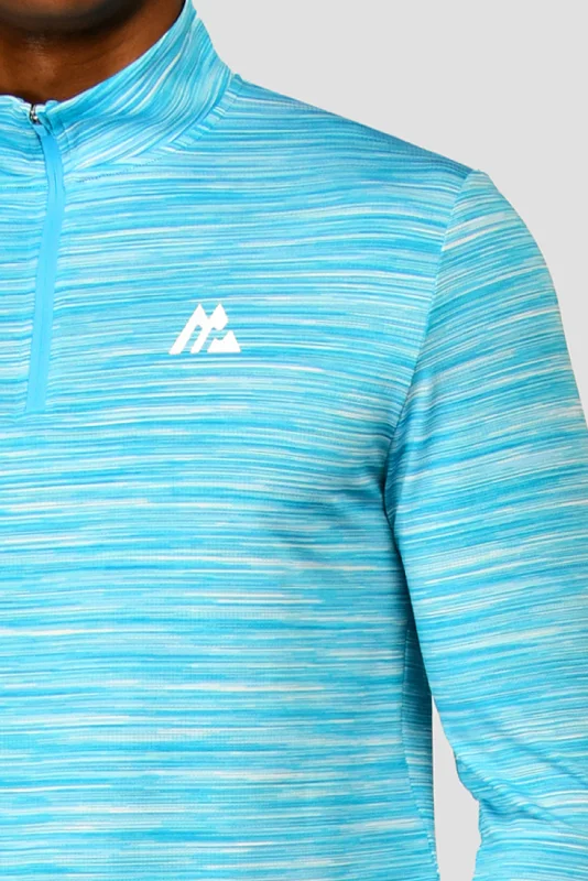 Trail 1/4 Zip - Neon Blue/White