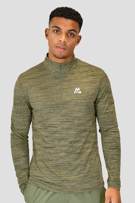 Trail 1/4 Zip - Khaki Green Multi