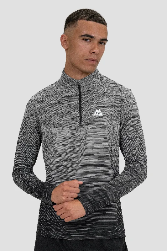 Trail Seamless 1/4 Zip - Black/Grey Multi