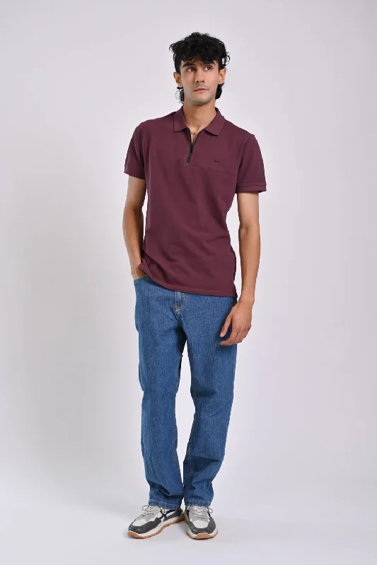 ZIP PLACKET CUT PANEL POLO