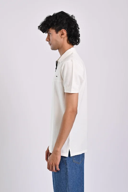 ZIP PLACKET CUT PANEL POLO