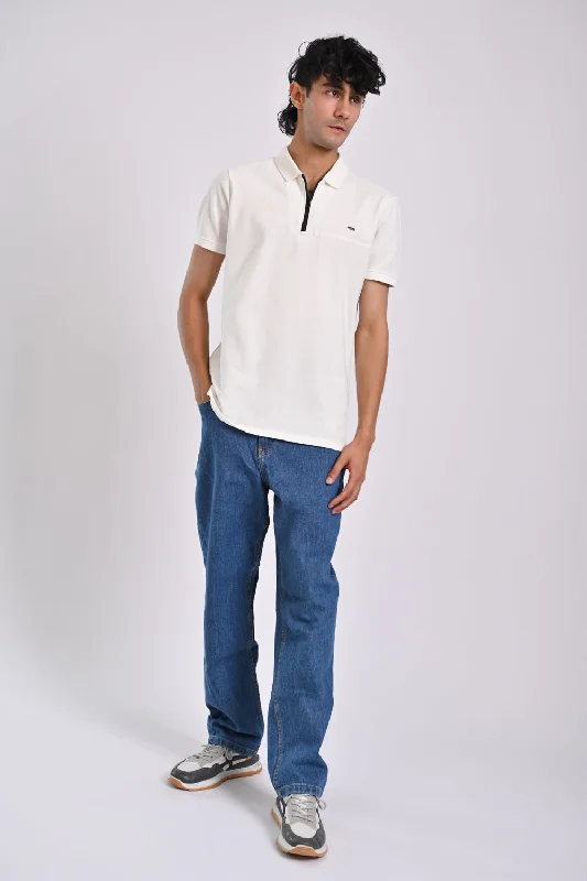 ZIP PLACKET CUT PANEL POLO