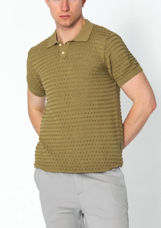 Eyelet Short Sleeve Polo Tee - Light Green