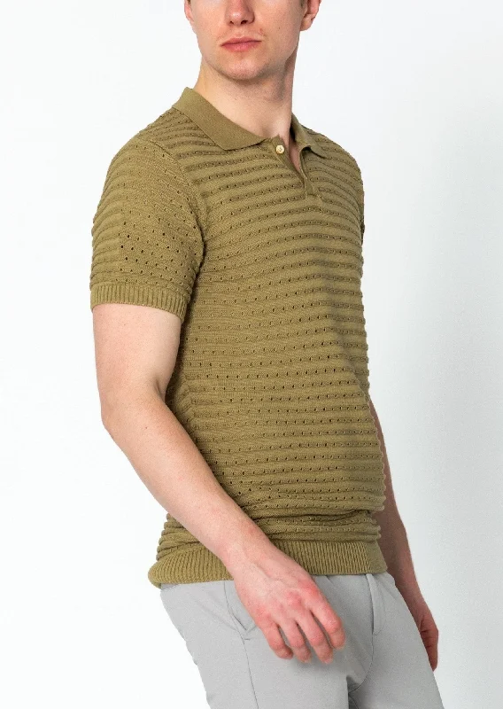 Eyelet Short Sleeve Polo Tee - Light Green