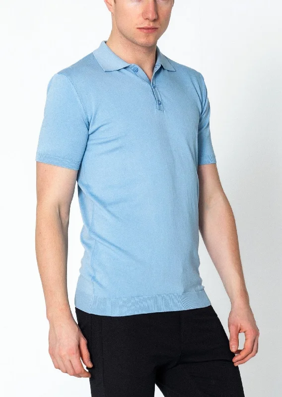 Lightweight Tonal-button Polo Tee - Blue