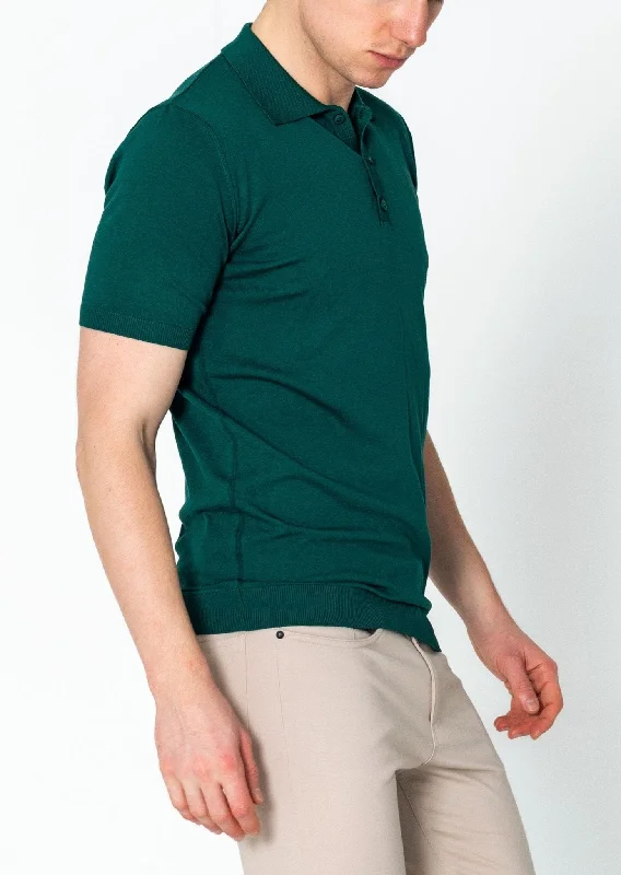 Lightweight Tonal-button Polo Tee - Green