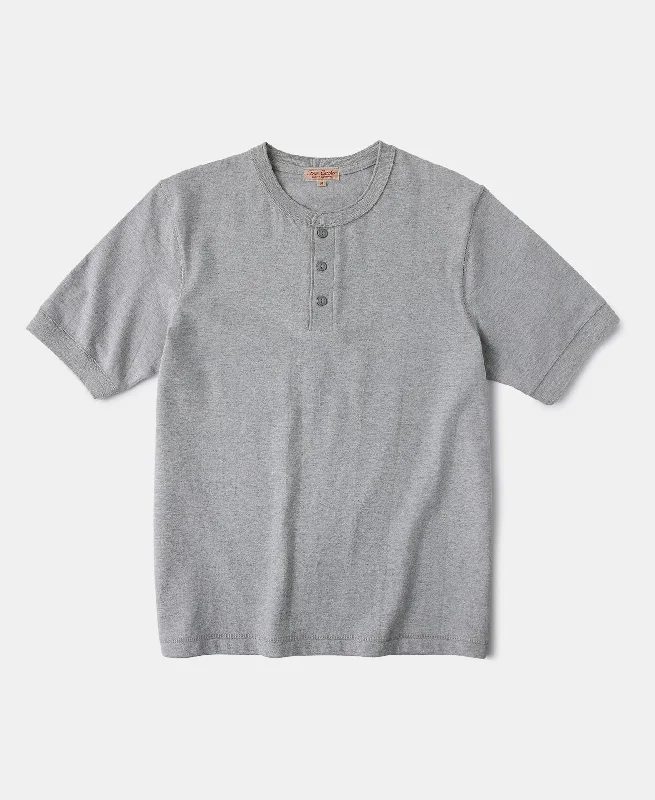 9.3 oz Cotton Tubular Henley T-Shirt - Gray