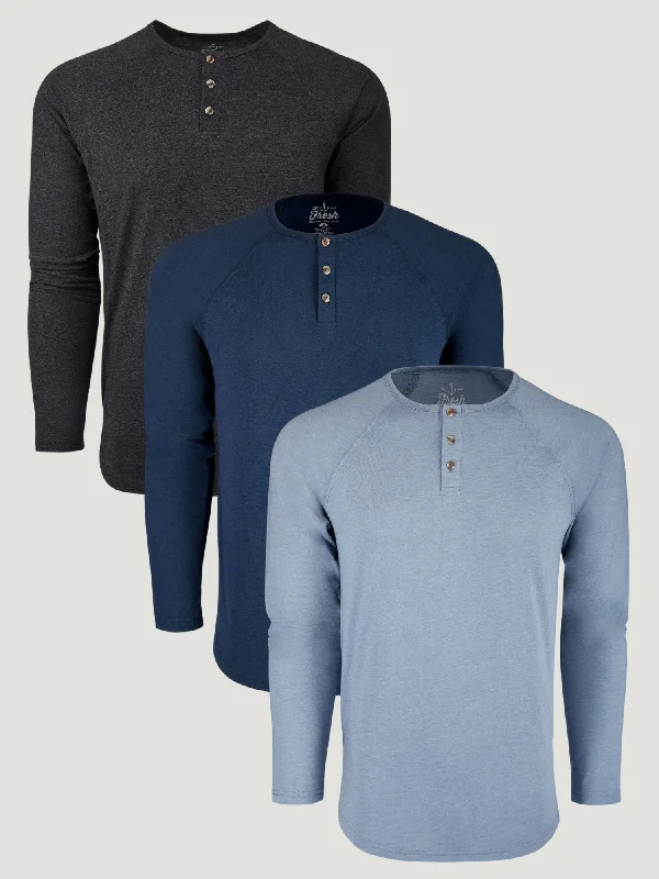 Slim Fit Long Sleeve Henley 3-Pack