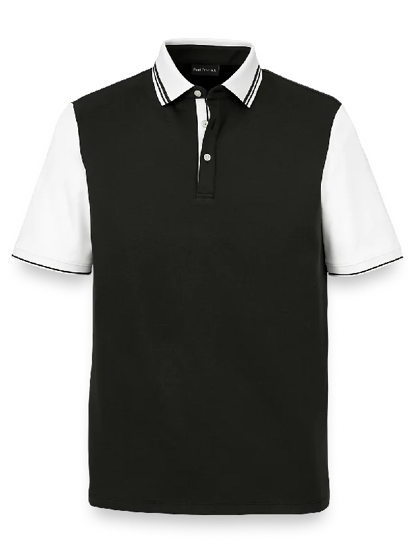 Cotton Three Button Polo - Black