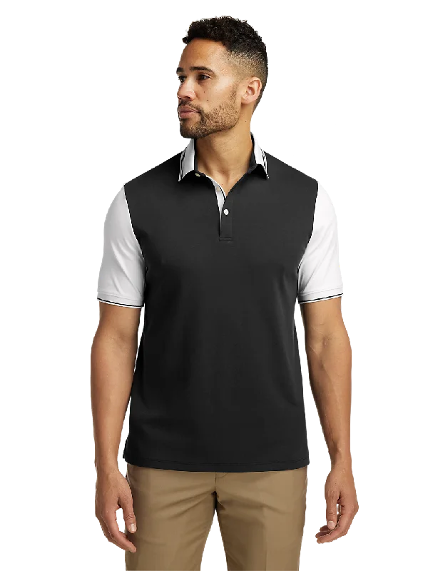 Cotton Three Button Polo - Black