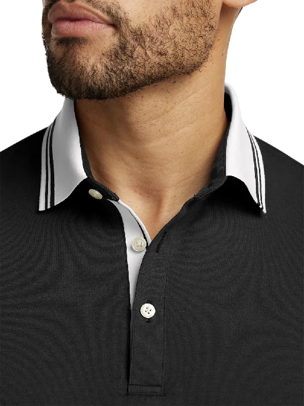 Cotton Three Button Polo - Black