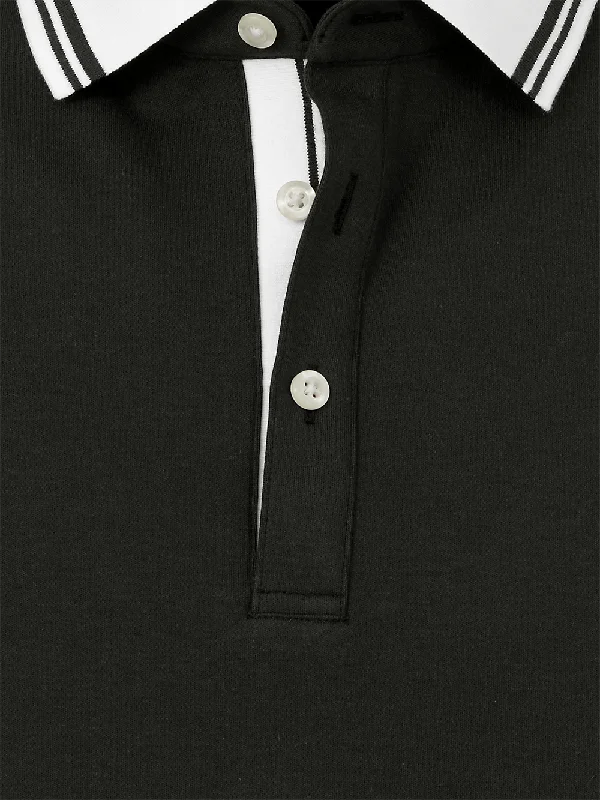 Cotton Three Button Polo - Black