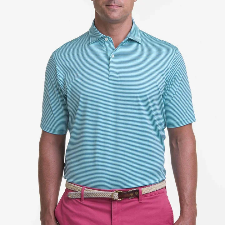 Fairway & Greene - Owens Stripe Tech Polo ,Bel-Air Blue