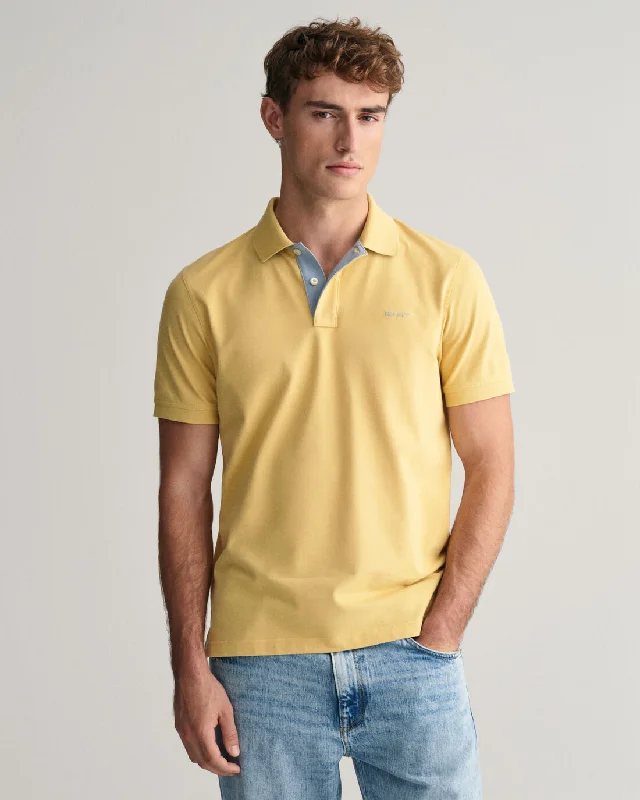 GANT - Contrast Collar Pique Polo, Dusty Yellow