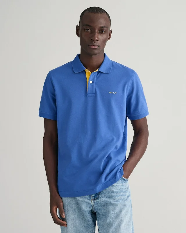 GANT - Contrast Collar Pique Polo, Rich Blue